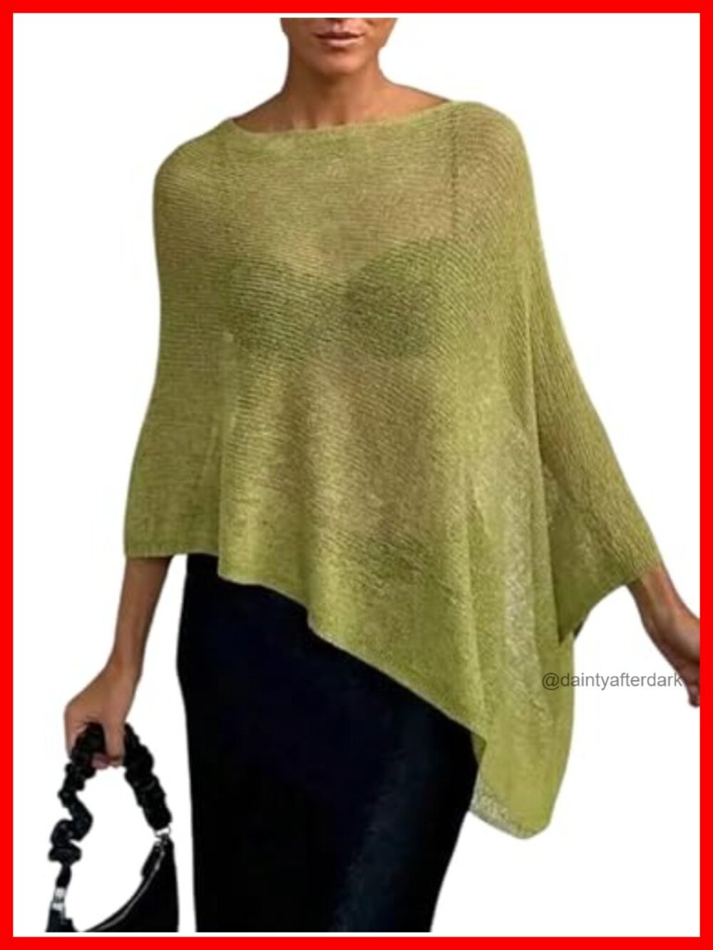 Women's Sheer Knit Poncho Wrap Top Lightweight Asymmetrical Cape Sweater